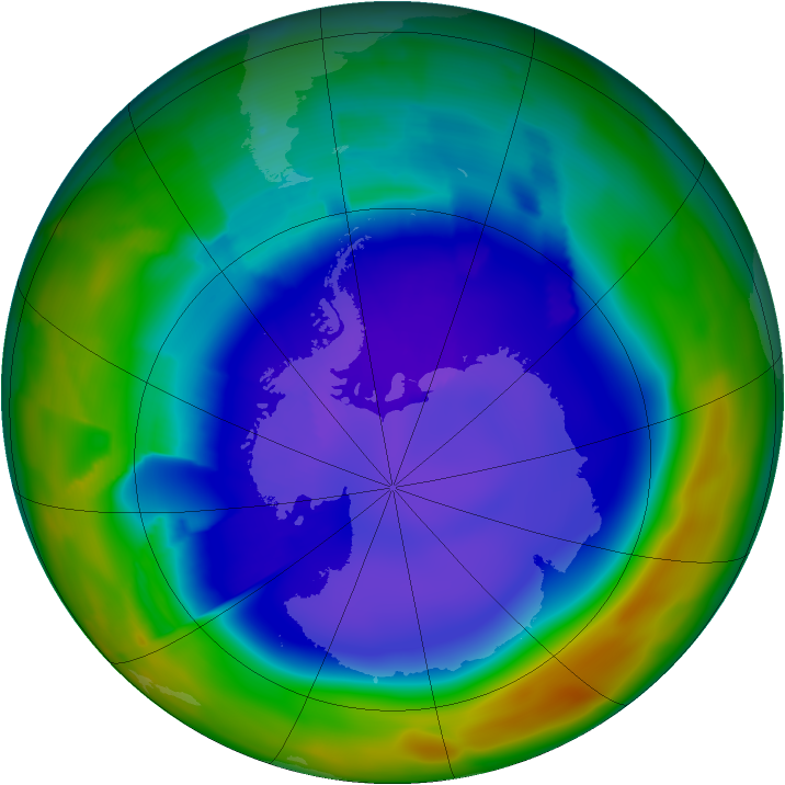 Antarctic ozone map for 19 September 2011